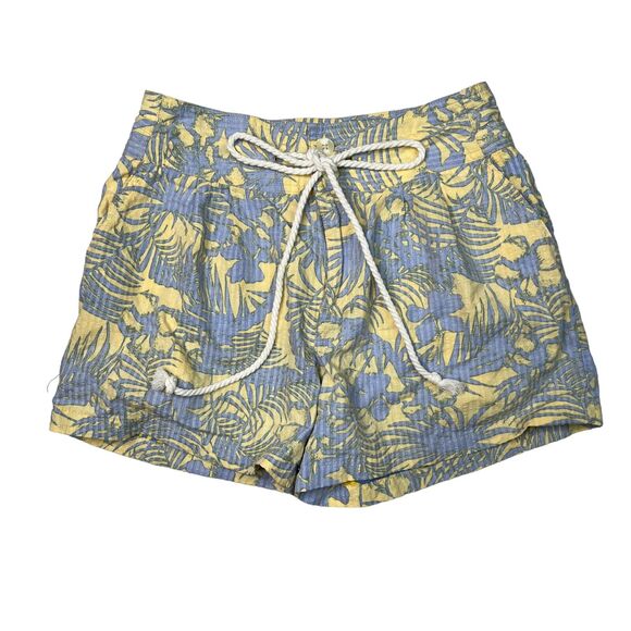 Free People Island Shorts Hawaiian Tropical Mango Blue Yellow Womens 0 - Picture 3 of 8